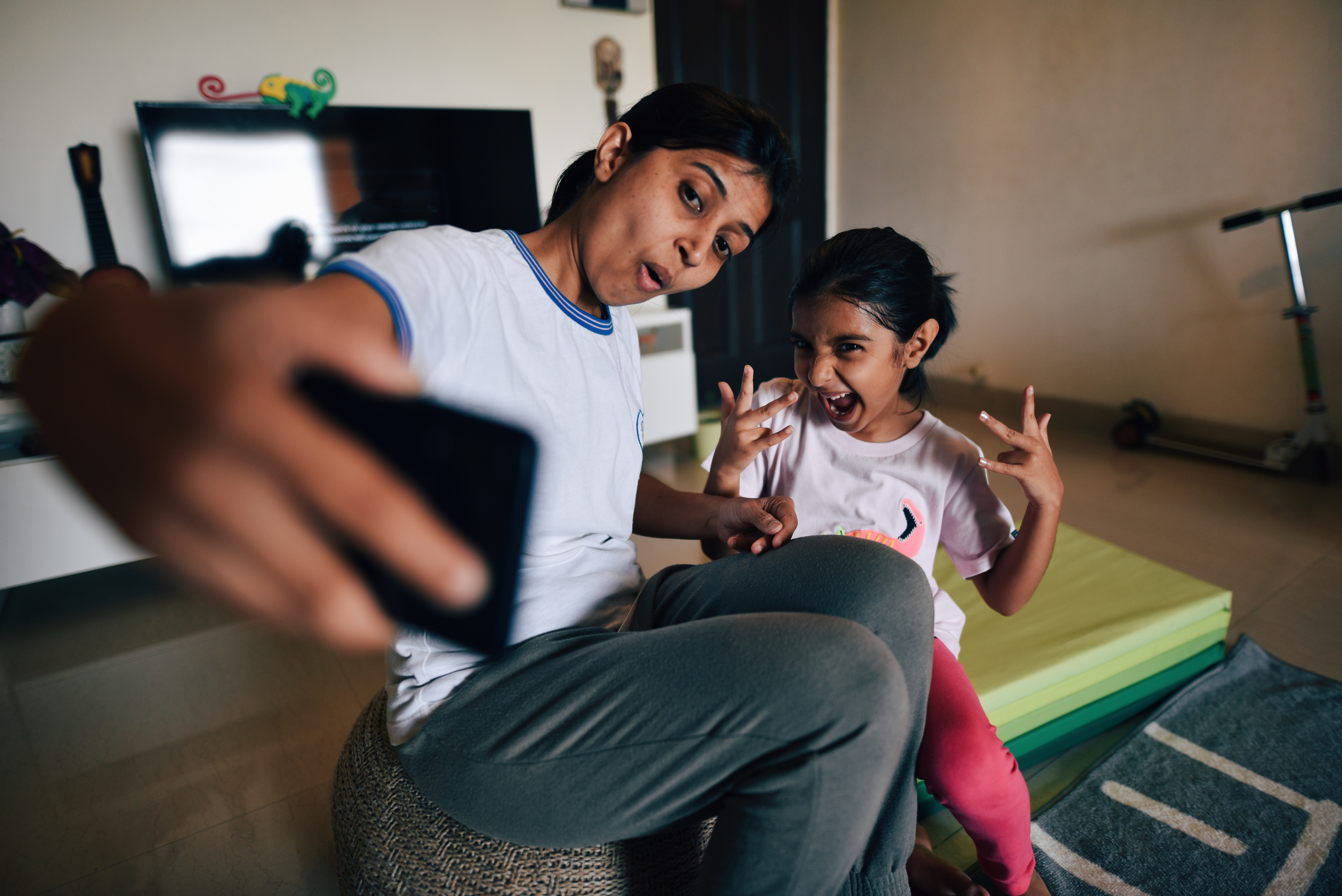 mom and child - engaged and happy